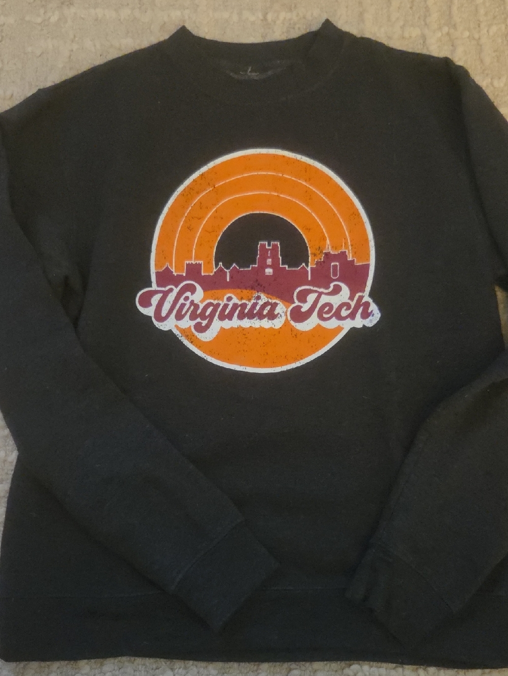 Virginia Tech Black Crewneck Sweatshirt Retro Sunset Graphic Women's Size M